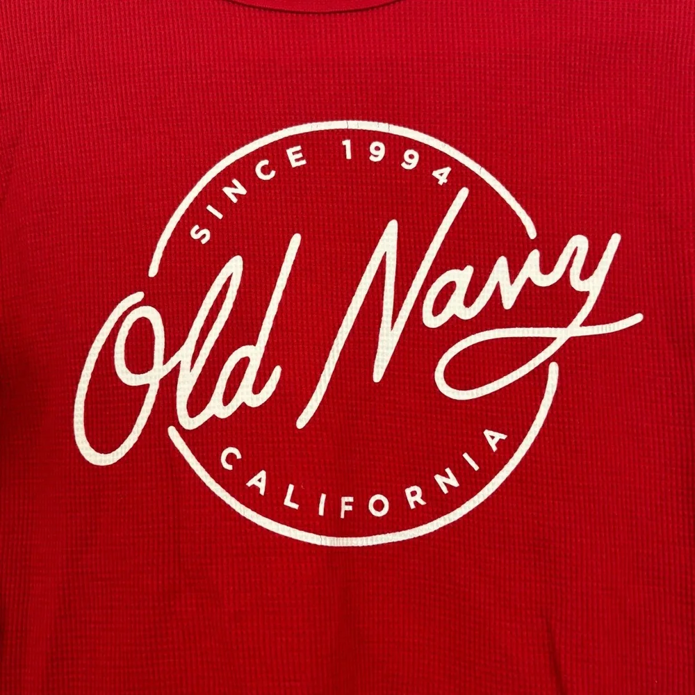 Old Navy Kids Red Waffle Knit Long Sleeve Shirt Size XL 14-16